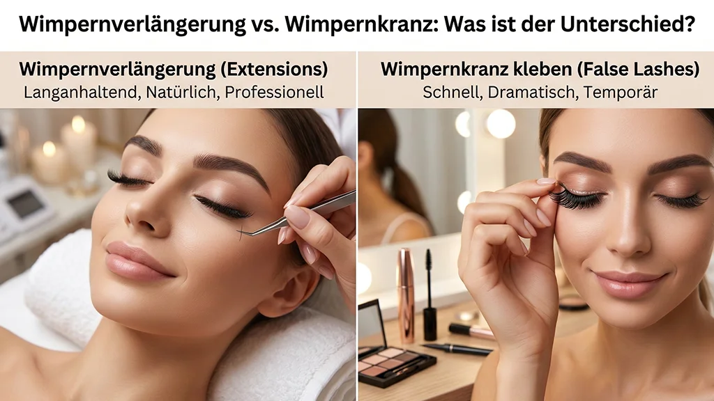 Vorher-Nachher Vergleich Wimpernverlängerung Kosmetikstudio